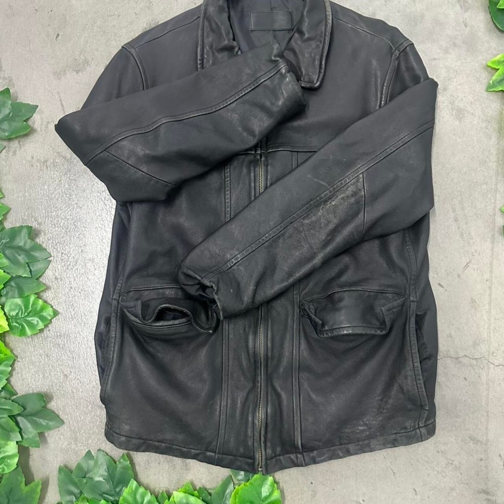 Alfani Genuine Leather Zip Car Coat Jacket Black Men's M - Picture 2 of 8